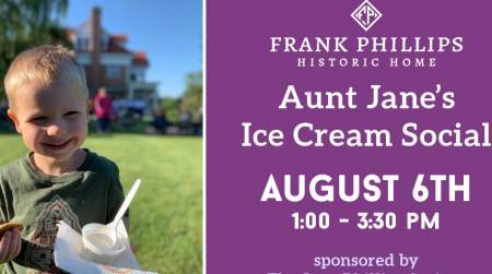 Photo of Aunt Jane's Ice Cream Social at Frank Phillips Home.