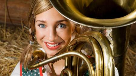 Photo of Tuba Christmas at Frank Phillips Home.