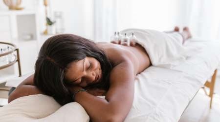 Woman laying on massage table