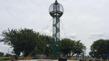 Full view of Bruce Goff Play Tower at Sooner Park