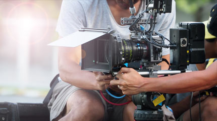 Film video camera being operated