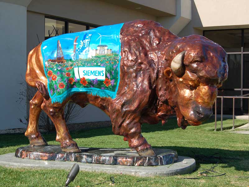 Max Painted buffalo sculpture