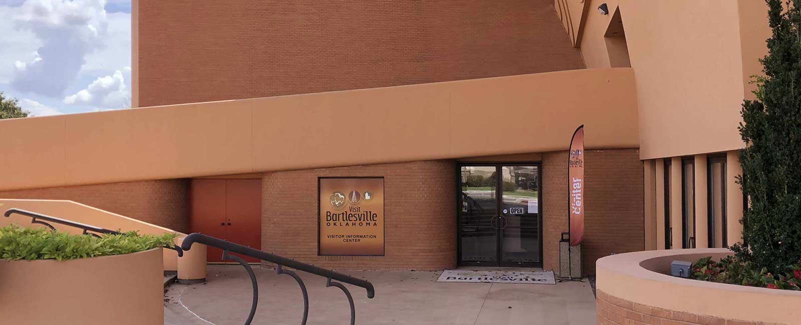 Entrance to the Visit Bartlesville Office located at the Bartlesville Community Center. Photo by Fritz Green.