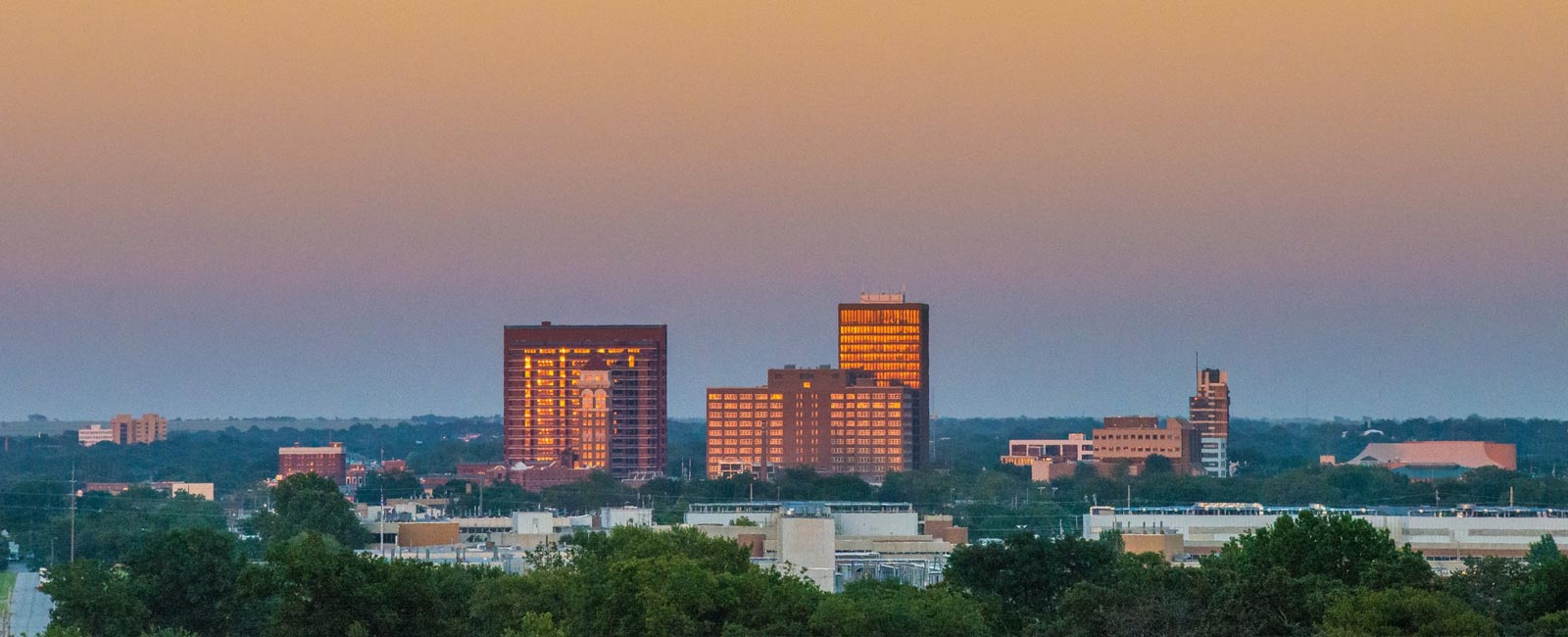 View of downtown Bartlesville taken from the Osage Hills west of town