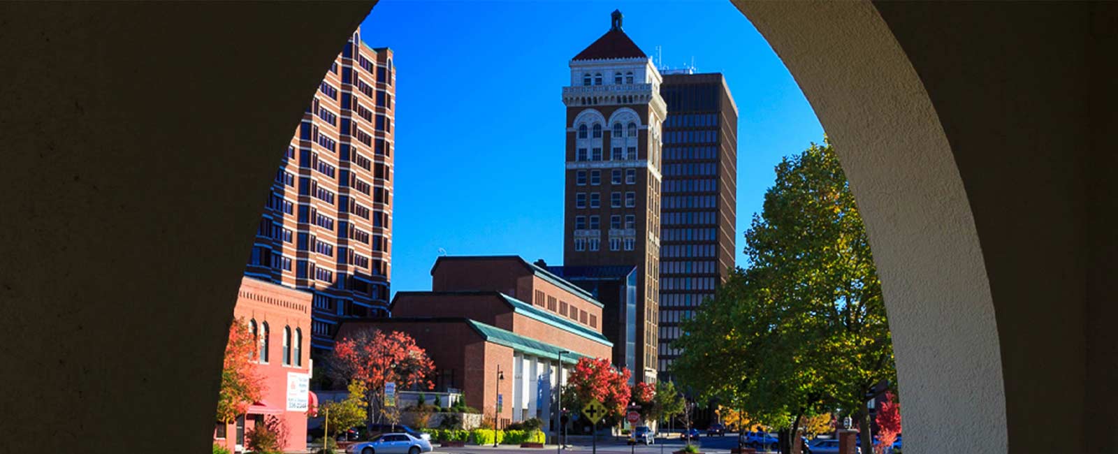 View from Sante Fe train depot of downtown Bartlesville